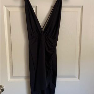 Mini black dress bodycon asymmetrical bottom